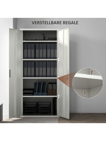 HOMCOM Aktenschrank-80L x 40B x 180H cm-Weiß