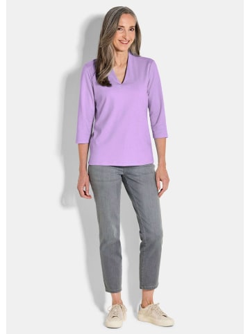 GOLDNER Elegantes Basic-Shirt mit V-Ausschnitt in flieder