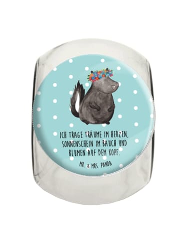 Mr. & Mrs. Panda Süßigkeitenglas Stinktier  mit Spruch in Türkis Pastell