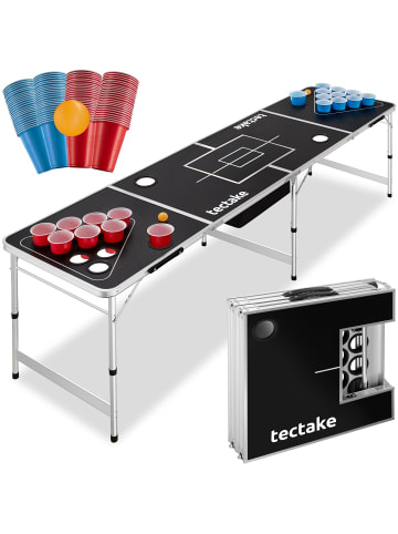 tectake Bierpongtisch mit Eisfach, inklusive 100 Bechern und 6 Bällen