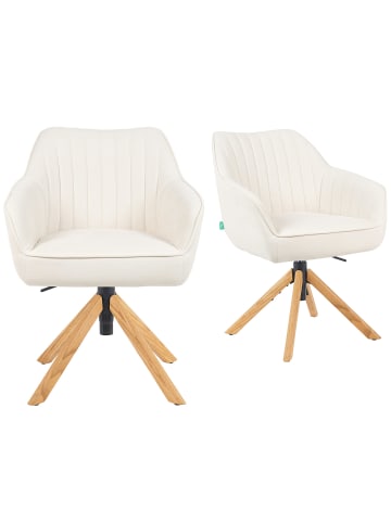 DUBI Möbel 2er-Set: Bürostuhl Mika-Olea in Creme - (B)60 x (H)83 x  (T)61 cm