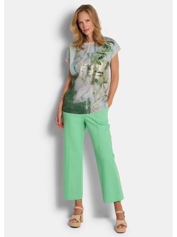 GOLDNER Blusenshirt Druckshirt mit Folienprint in grün / gemustert