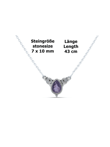 mantraroma 925er Silber - Collierketten (L) 43 cm mit Amethyst facettiert