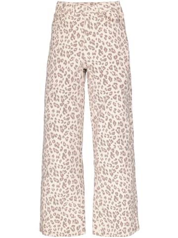 Garcia Leo-Print Wide-Leg Hose in ecru