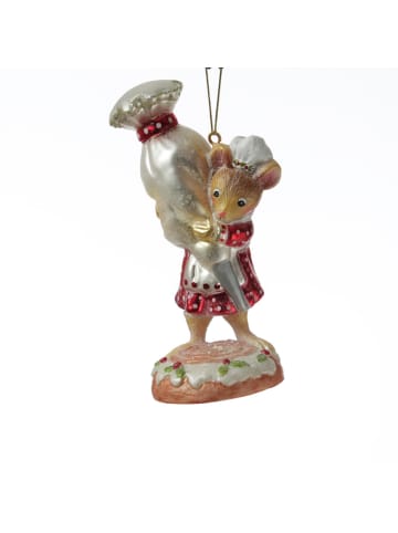 MARELIDA Christbaumschmuck Maus mit Spritzbeutel Glas H: 14cm in rot