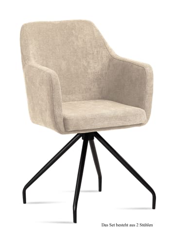 58 aufm Kessel ARMLEHNSTUHL (2er-Set) Dijana 57x87x60 Schwarz/Natur