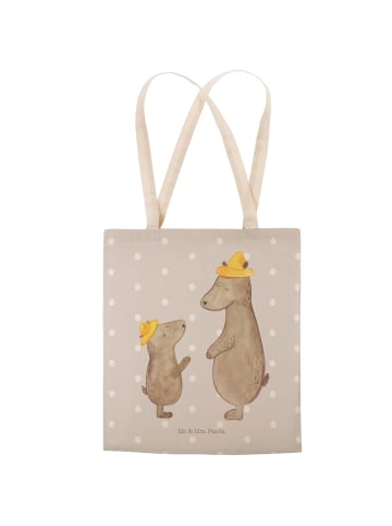 Mr. & Mrs. Panda Tote Bag Bären mit Hut ohne Spruch in Grau Pastell