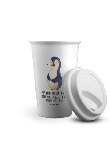 Mr. & Mrs. Panda To Go Becher Pinguin Diät mit Spruch in Weiß