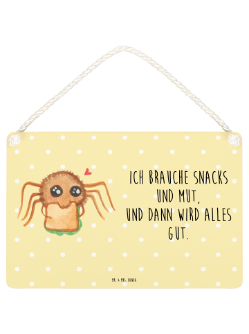 Mr. & Mrs. Panda Deko Schild Spinne Agathe Sandwich mit Spruch in Gelb Pastell