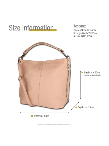Toscanto Leder Schultertasche, Shopper Toscanto Tasche rosa ca. 40cm