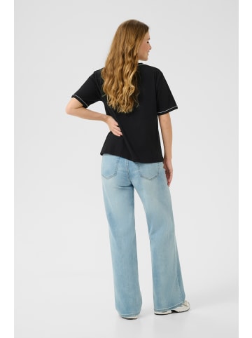 Kaffe T-shirt KAjamie Loose fit in Black Deep W. White Contrast