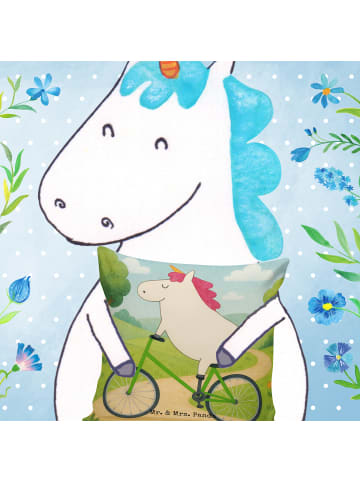 Mr. & Mrs. Panda Kissen Einhorn Radfahrer Design ohne Spruch in Weiß