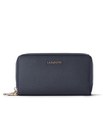 Lazarotti Bologna Leather XL Double Zip-Around Geldbörse RFID Leder 20 cm navy