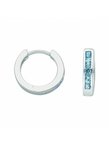 Adeliás Damen 925 Silber Ohrringe / Creolen mit Zirkonia Ø 15 mm in bunt