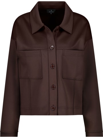 monari Sweatjacke mit Brusttaschen und Knopfleiste in Dark Chocolate