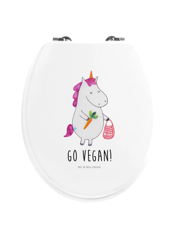 Mr. & Mrs. Panda Motiv WC Sitz Einhorn Vegan mit Spruch in Weiß