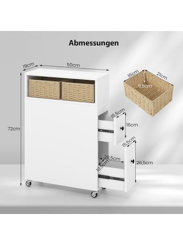 COSTWAY Nischenwagen mit Rollen 50x19x72cm in Weiß