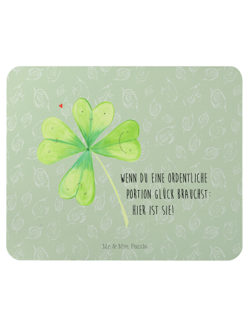 Mr. & Mrs. Panda Mousepad Blume Kleeblatt mit Spruch in Blattgrün