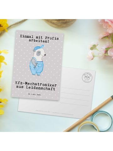 Mr. & Mrs. Panda Wanddeko Kfz-Mechatroniker Leidenschaft mit Spruch in Grau Pastell