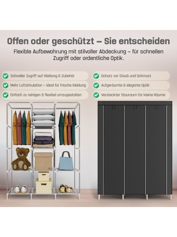 Coemo Faltbarer Kleiderschrank Stoffschrank in Grau