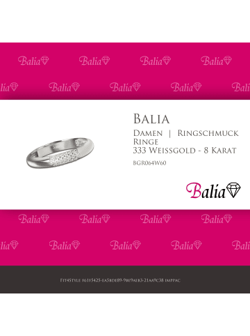 BALIA 333 Weißgold - 8 Karat Damen Ringe 3 reihig Zirkonia Fingerring 60 (19,1)