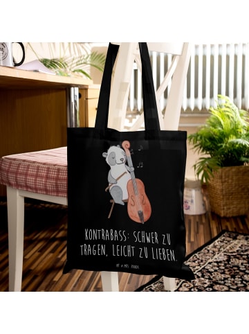 Mr. & Mrs. Panda Uni Tasche Kontrabass Liebe mit Spruch in Schwarz