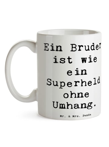 Mr. & Mrs. Panda Kaffeetasse Spruch Bruder Superheld mit Spruch in Weiß