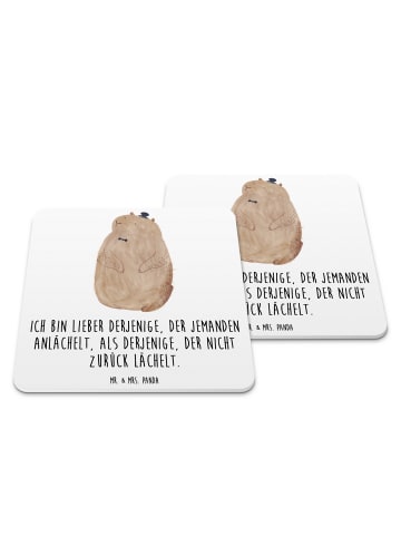 Mr. & Mrs. Panda Untersetzer Murmeltier mit Spruch in Weiß