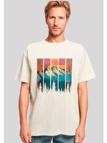 F4NT4STIC Heavy Oversize T-Shirt Berg Sonnenuntergang Retro in sand