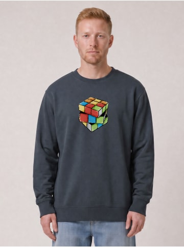 wat? Apparel Sweatshirt Pixel Zauberwürfel in India Ink Grey