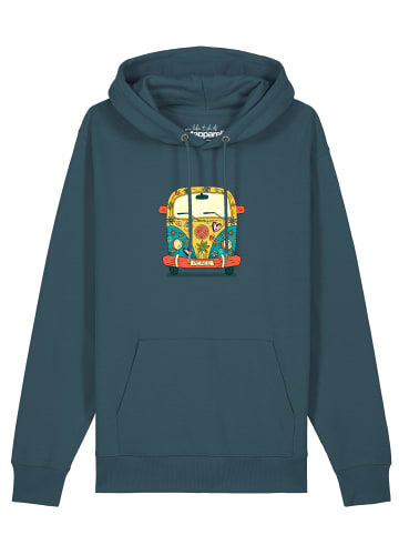 wat? Apparel Sweatshirt Hippies Bus in Petrol