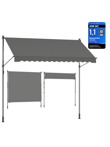 SONGMICS Klemmmarkise Sheld in Grau - (B)120 x (H)(220-300) x (T)300 cm