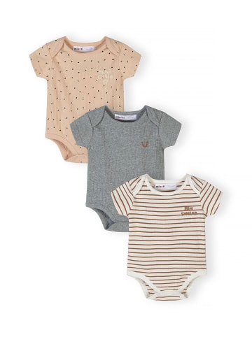 Minoti 3-er Pack Bodys 28BABYRIB26 in graumeliert
