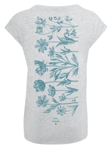 F4NT4STIC Extended Shoulder T-Shirt Blumenmuster Blau in grau meliert