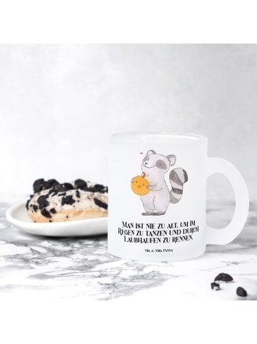 Mr. & Mrs. Panda Teeglas Waschbär Kürbis mit Spruch in Transparent