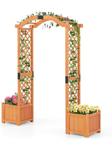 COSTWAY 2 in 1 Rosenbogen mit Blumenkasten in Gelb