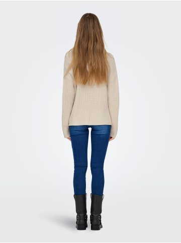 ONLY Weicher Rundhals Strickpullover Tiefe Schulter Warm & bequem in Creme