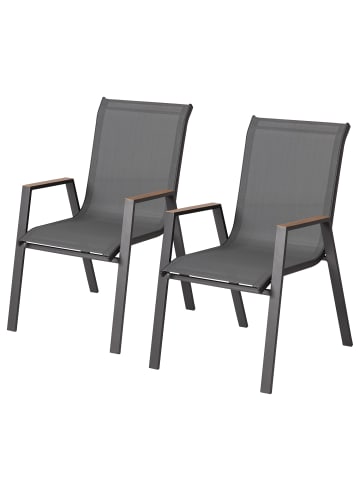 home24 Stapelstuhl Tjorn 2er-Set in Anthrazit / Braun