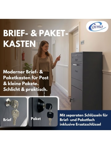 Briefkasten mit Paketfach aus Metall in Anthrazit