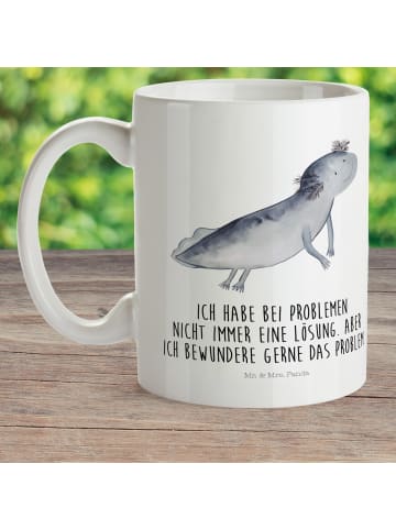 Mr. & Mrs. Panda Plastikbecher Axolotl Schwimmen mit Spruch in Weiß