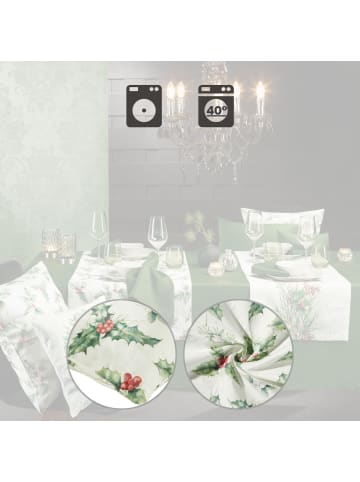 Erwin Müller Baumwollmischung Kissenhülle, allover in grün-rot