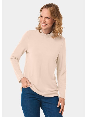 GOLDNER Stehkragenshirt mit Langarm in cremeweiß