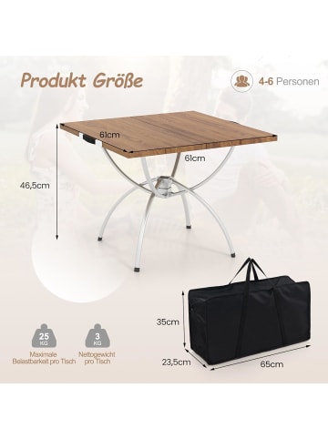 COSTWAY 2er Set Campingtisch klappbar in Braun