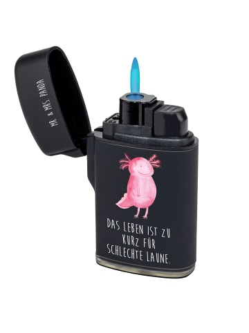 Mr. & Mrs. Panda Feuerzeug Axolotl Glücklich mit Spruch in Schwarz