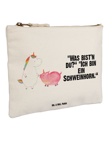 Mr. & Mrs. Panda kosmetiktäschchen Einhorn Schwein mit Spruch in Weiß