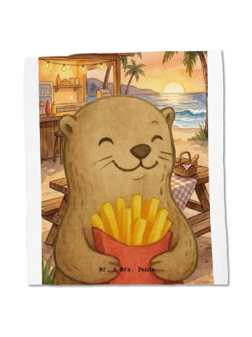 Mr. & Mrs. Panda Shopping Tasche Otter Pommes Design ohne Spruch in Weiß