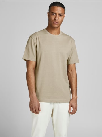 Jack & Jones Basic T-Shirt Kurzarm Shirt Relaxed Fit JJERELAXED in Beige