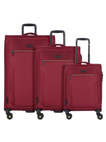 D&N Travel Line 9704 4 Rollen Kofferset 3-teilig mit Dehnfalte dark red