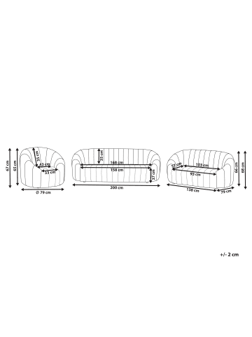 Beliani 3-tlg Sitzgruppe MALUNG in Grün