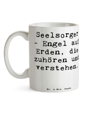 Mr. & Mrs. Panda Kaffeetasse Spruch Seelsorger Engel mit Spruch in Weiß